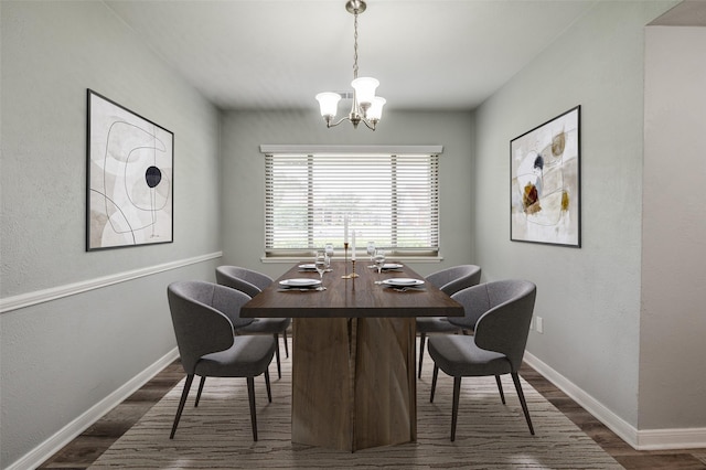 1200 Kesser Dr, Plano, TX 75025 - dining room featuring dark wood finished floors, a chandelier, and baseboards