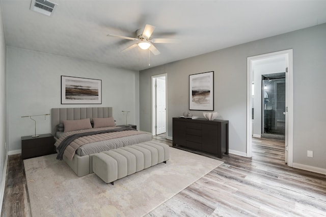 1200 Kesser Dr, Plano, TX 75025 - bedroom with baseboards, ceiling fan, visible vents, and wood finished floors
