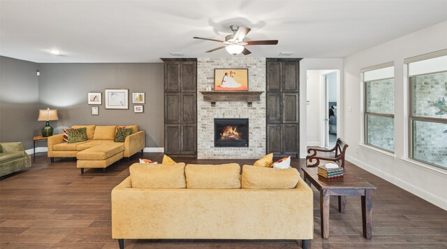 3004 Culver Ave, Celina, TX 75009 - living room with ceiling fan, dark wood-style floors, and baseboards