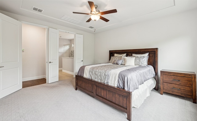 3004 Culver Ave, Celina, TX 75009 - bedroom with visible vents, ceiling fan, and light carpet