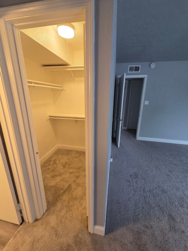 spacious closet featuring carpet and visible vents