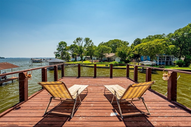 view of dock featuring a water view