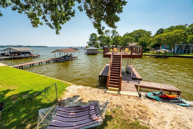 view of dock featuring a water view