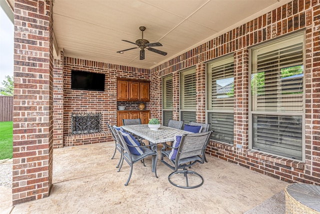 4230 Indian Creek Ln, Frisco, TX 75033 - view of patio / terrace with ceiling fan and outdoor dining area