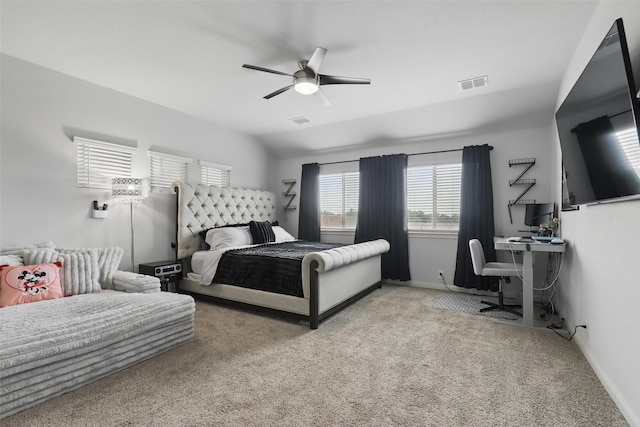 1036 Fairfax Dr, Godley, TX 76044 - bedroom with carpet floors, an office area, a ceiling fan, and baseboards