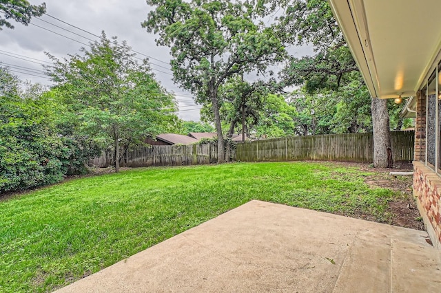 view of yard with a patio and a fenced backyard