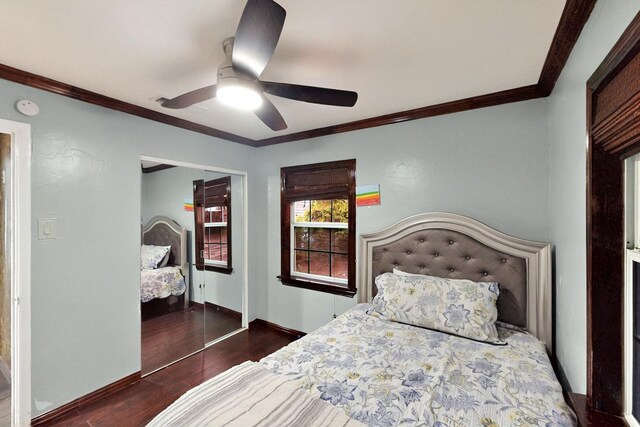 2241 Riviera Dr, Dallas, TX 75211 - bedroom with ornamental molding, baseboards, and a ceiling fan