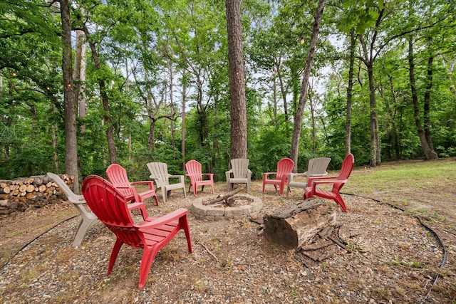 view of patio / terrace with a fire pit