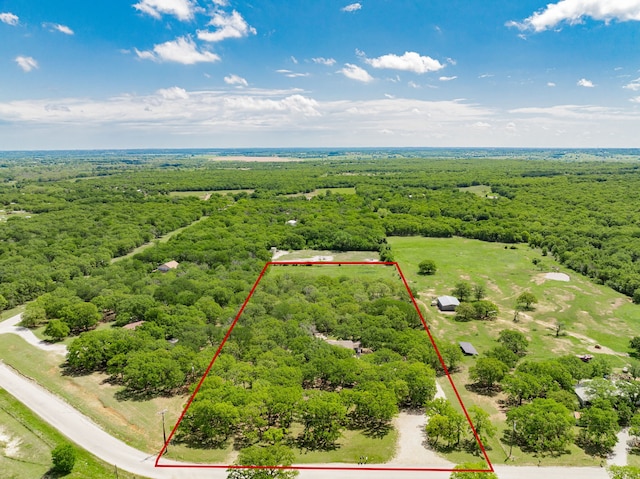 aerial view with a wooded view