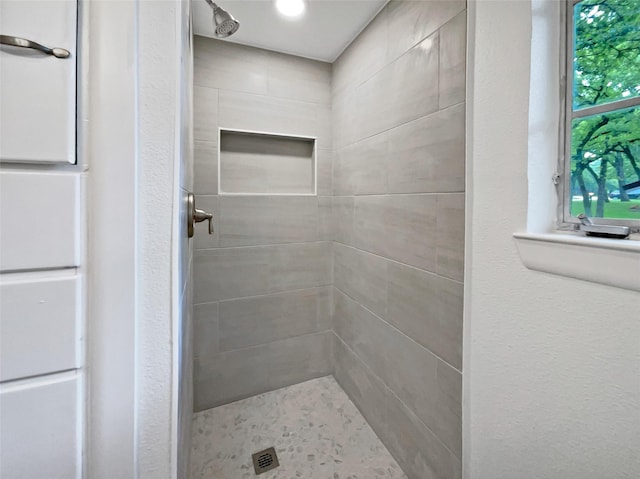 full bath with a shower stall