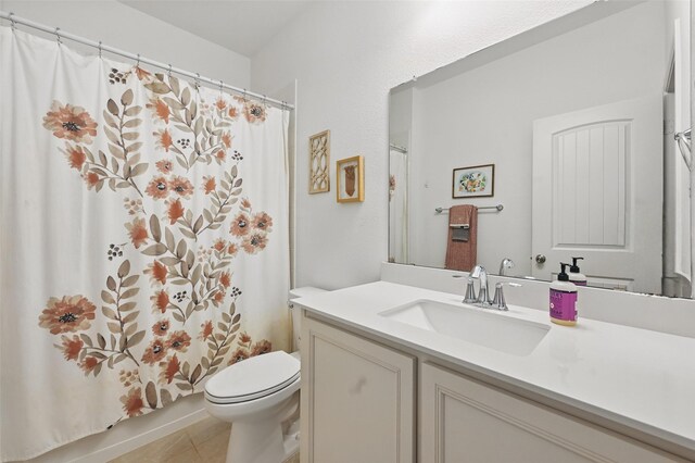 628 Coleman St, Aubrey, TX 76227 - full bath with vanity, tile patterned flooring, shower / bath combo, and toilet