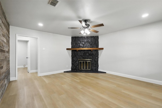 2708 Ash Park Dr, Richland Hills, TX 76118 - unfurnished living room featuring a fireplace, a ceiling fan, wood finished floors, and baseboards