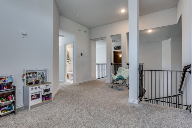 8480 Kincaid Ln, Frisco, TX 75036 - interior space featuring carpet floors, recessed lighting, baseboards, and an upstairs landing