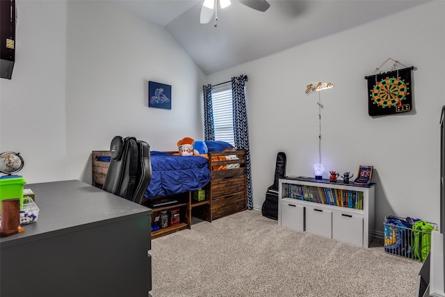 8480 Kincaid Ln, Frisco, TX 75036 - carpeted bedroom with ceiling fan and vaulted ceiling