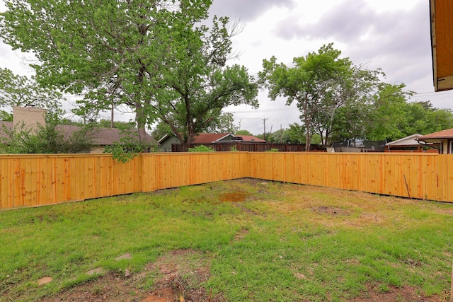 view of yard with a fenced backyard
