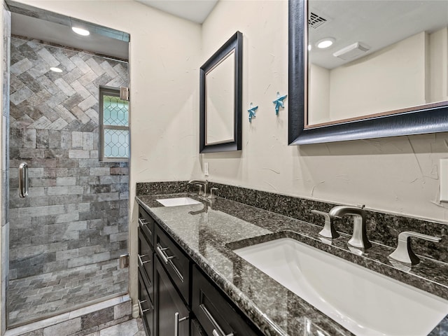 2345 Ravenwood Dr, Grand Prairie, TX 75050 - full bath with a sink, a shower stall, recessed lighting, and double vanity