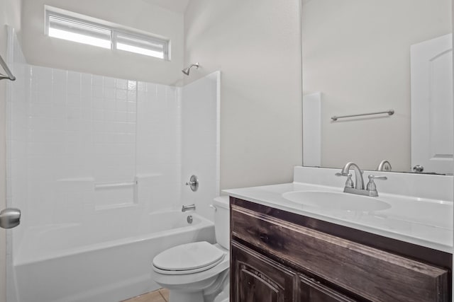 2217 Caroline Dr, Weatherford, TX 76087 - bathroom with vanity, toilet, and bathtub / shower combination