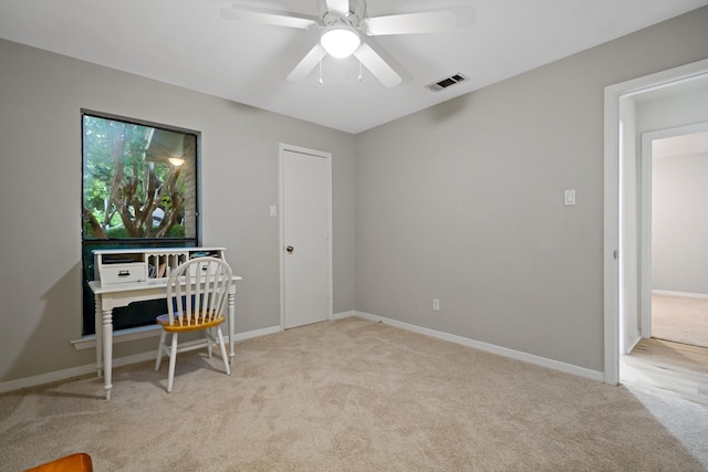 1308 Chesterton Dr, Richardson, TX 75080 - office area with carpet flooring, ceiling fan, and baseboards