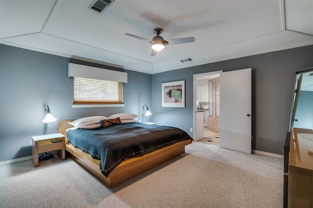 bedroom featuring carpet floors, baseboards, and visible vents
