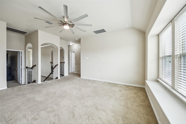 interior space with plenty of natural light, ceiling fan, and visible vents