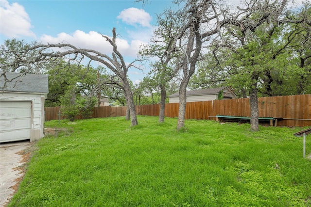view of yard with a fenced backyard