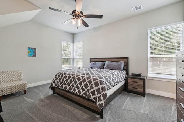 811 County Road 3451, Paradise, TX 76073 - bedroom featuring visible vents, baseboards, carpet floors, and lofted ceiling