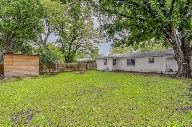 view of yard with a fenced backyard