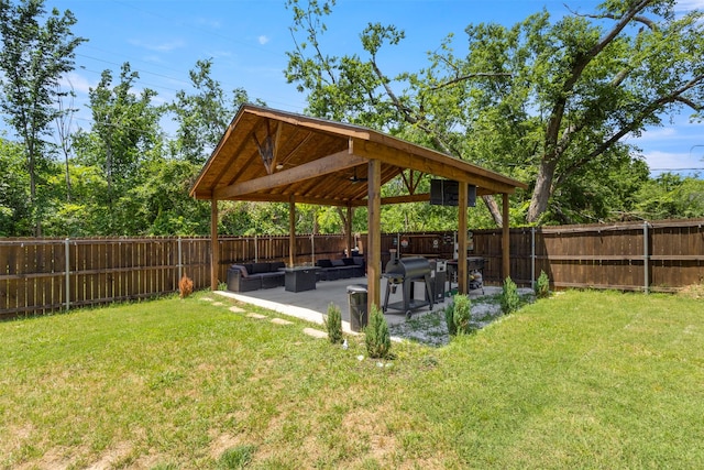 408 Bethlehem St, Terrell, TX 75160 - view of yard featuring a gazebo, a patio area, outdoor lounge area, and a ceiling fan