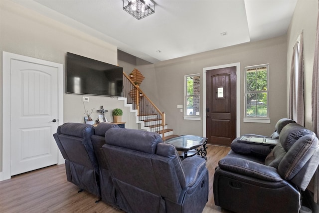 408 Bethlehem St, Terrell, TX 75160 - living area featuring wood finished floors and stairs