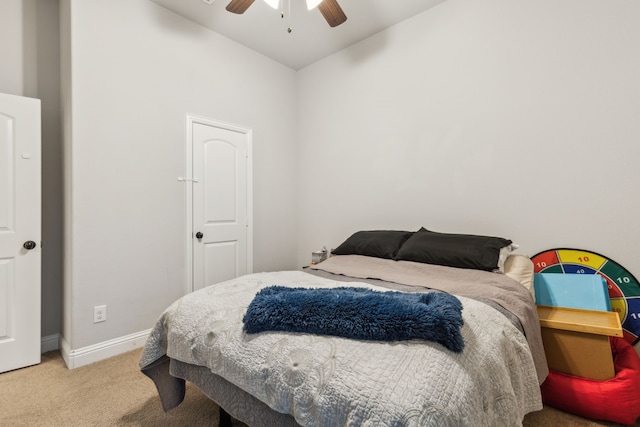 417 Highmeadow Dr, Aubrey, TX 76227 - carpeted bedroom with baseboards, ceiling fan, and high vaulted ceiling