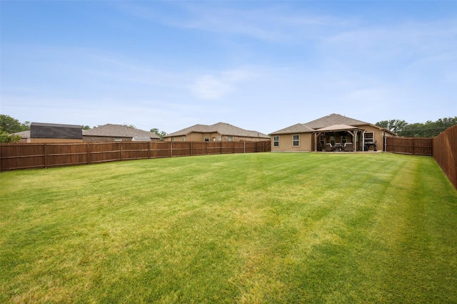 417 Highmeadow Dr, Aubrey, TX 76227 - view of yard with a fenced backyard and a gazebo