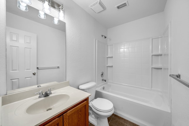 13029 Guerin Dr, Frisco, TX 75035 - bathroom with tile patterned floors, vanity, toilet, and visible vents