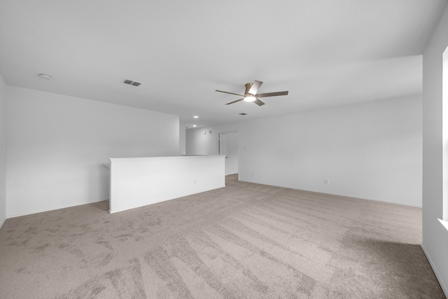 13029 Guerin Dr, Frisco, TX 75035 - unfurnished living room featuring visible vents, carpet flooring, and ceiling fan