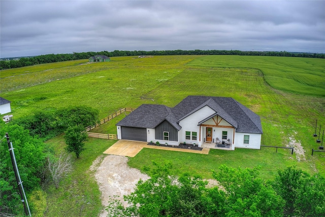 drone / aerial view with a rural view