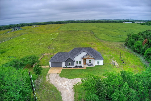 drone / aerial view with a rural view