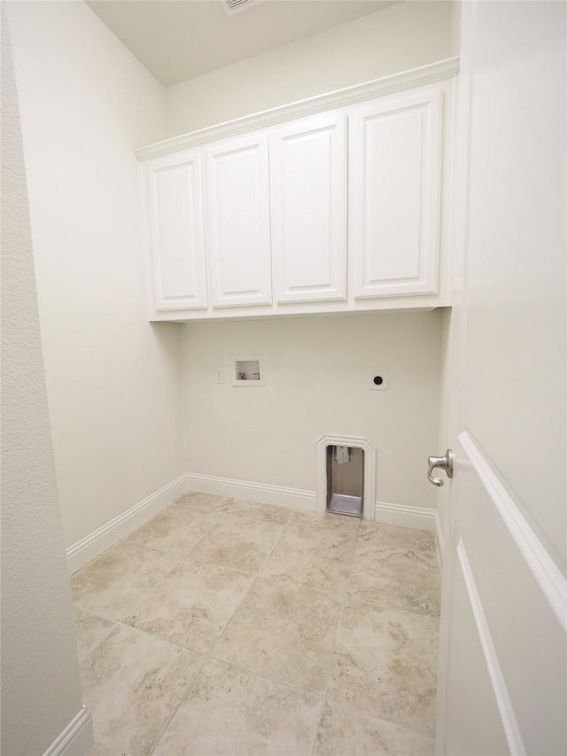 6900 Royal Liverpool Dr, Mckinney, TX 75070 - washroom with cabinet space, electric dryer hookup, baseboards, and hookup for a washing machine