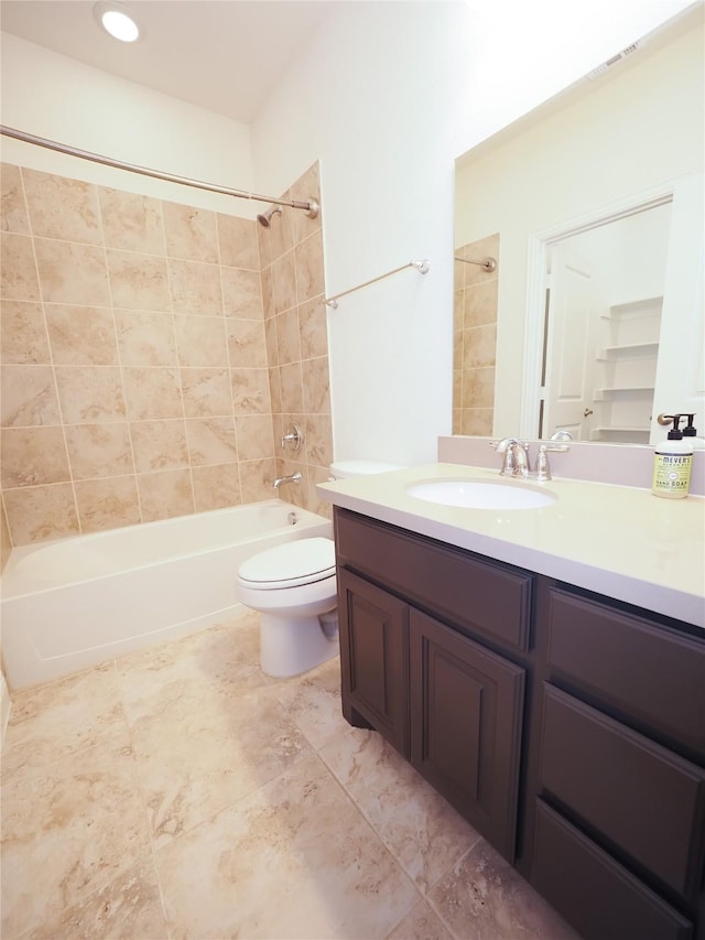 6900 Royal Liverpool Dr, Mckinney, TX 75070 - bathroom featuring toilet,  shower combination, and vanity