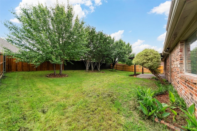 view of yard with a fenced backyard