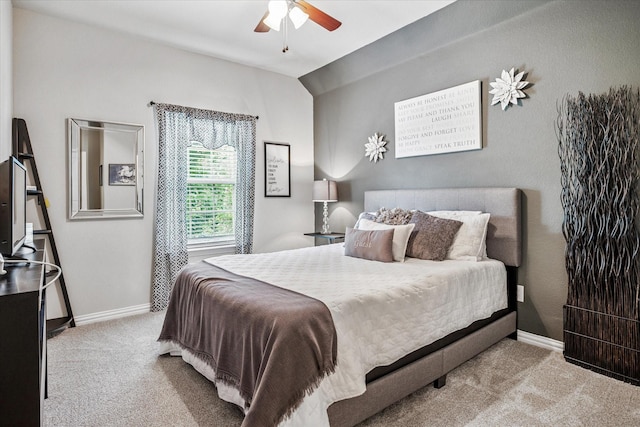 11308 Hubbard Creek Dr, Frisco, TX 75036 - bedroom with carpet, baseboards, a ceiling fan, and lofted ceiling