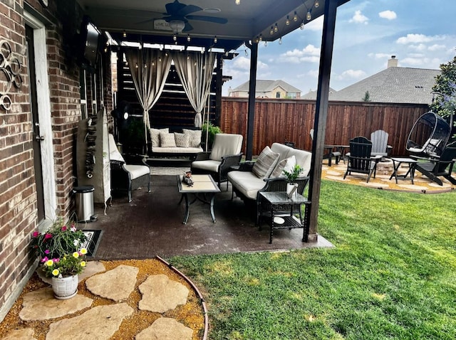 11308 Hubbard Creek Dr, Frisco, TX 75036 - view of patio featuring outdoor lounge area and ceiling fan