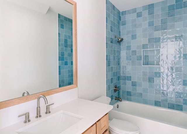 full bath featuring toilet, bathing tub / shower combination, and vanity
