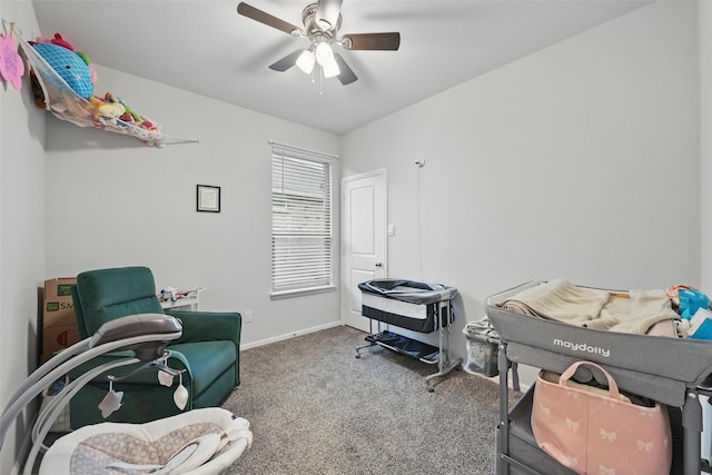 8557 Big Apple Dr, Fort Worth, TX 76179 - sitting room with baseboards, carpet flooring, and ceiling fan