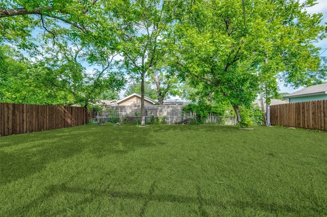 view of yard featuring a fenced backyard