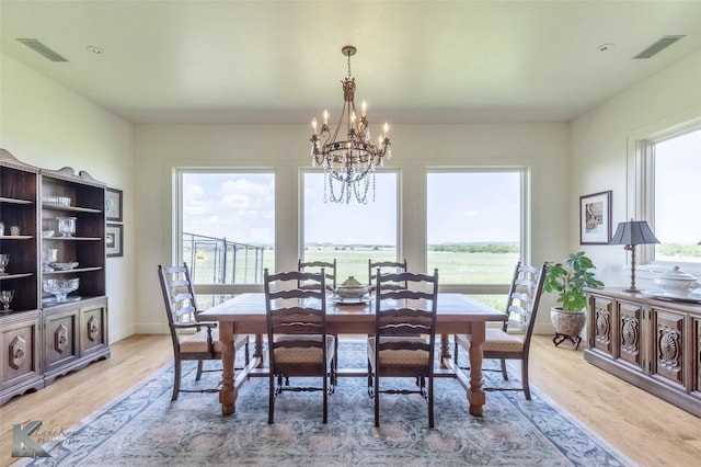 990 County Road 621, Tuscola, TX 79562 - dining space with visible vents, light wood-style floors, baseboards, and a chandelier