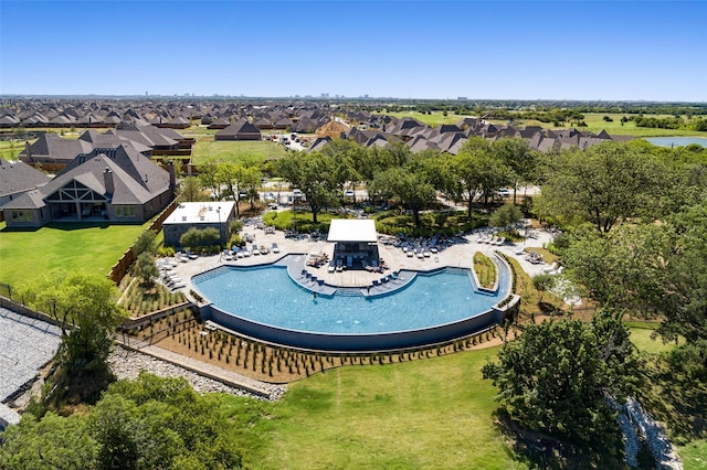 bird's eye view with a residential view