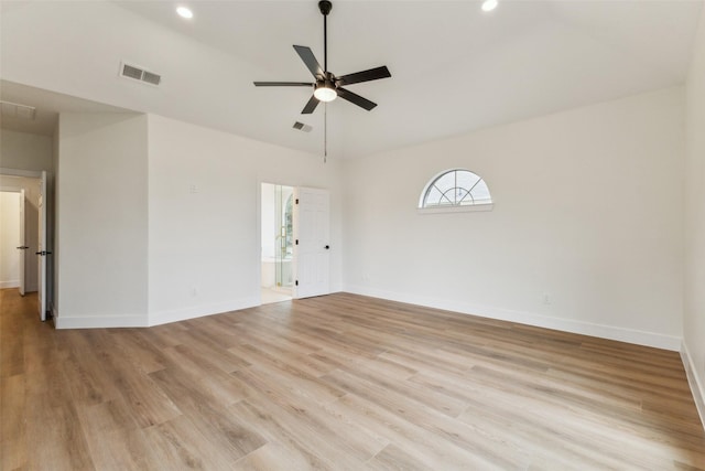unfurnished room with baseboards, recessed lighting, and visible vents
