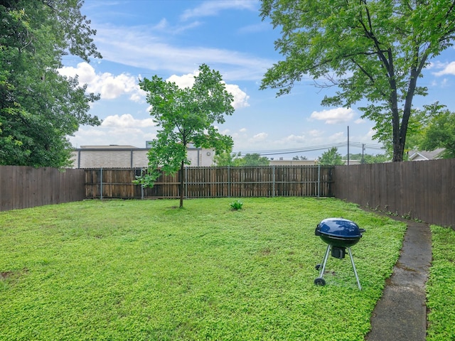 view of yard featuring a fenced backyard