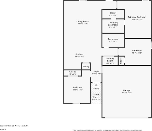 609 Sherman St, Waco, TX 76704 - floor plan