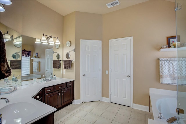 bathroom with visible vents, a sink, and tile patterned flooring