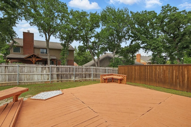 deck with a fenced backyard